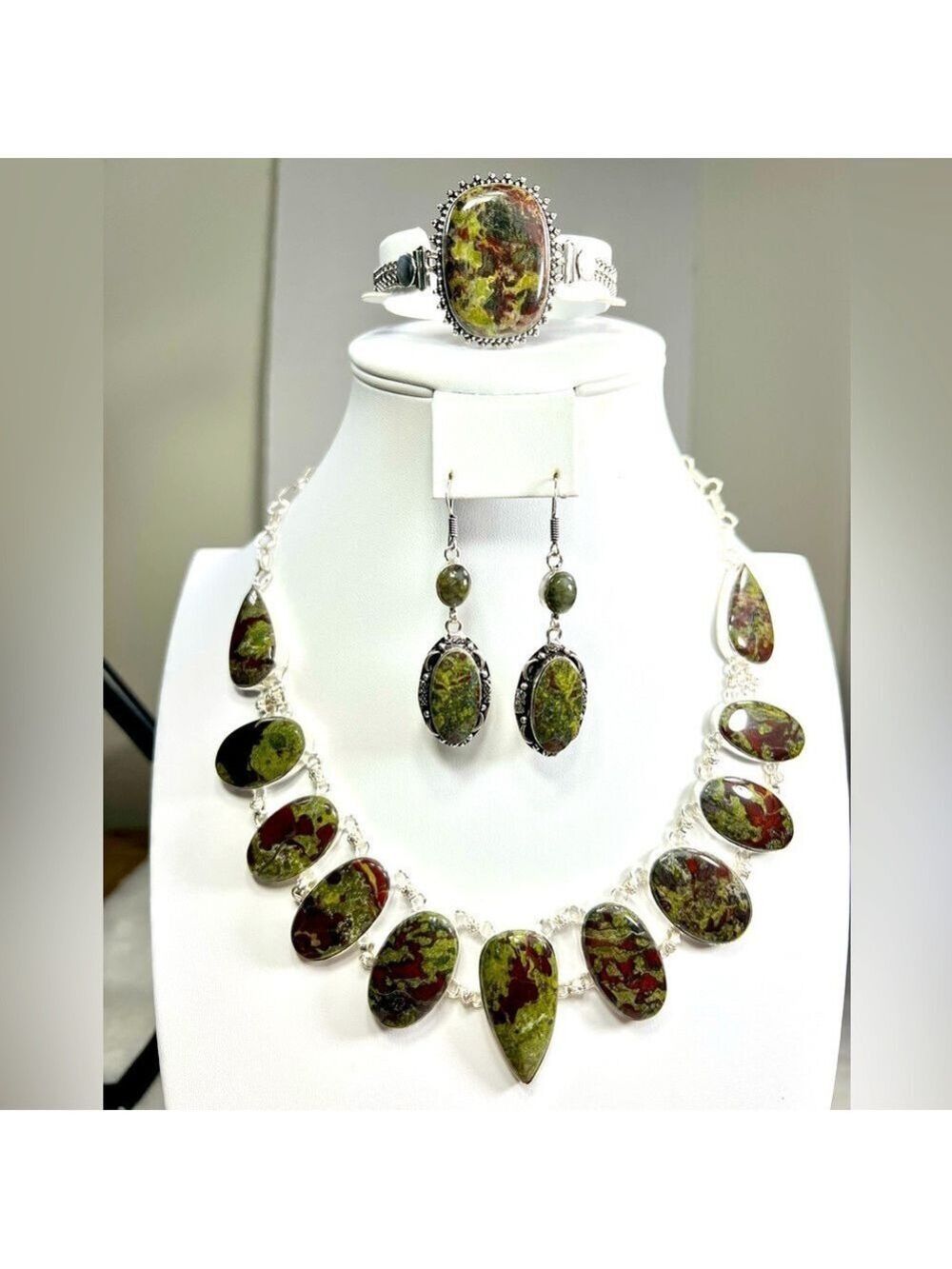 Dragon Blood 925 Large Gemstone Necklace Bracelet & Earrings Wardrobe